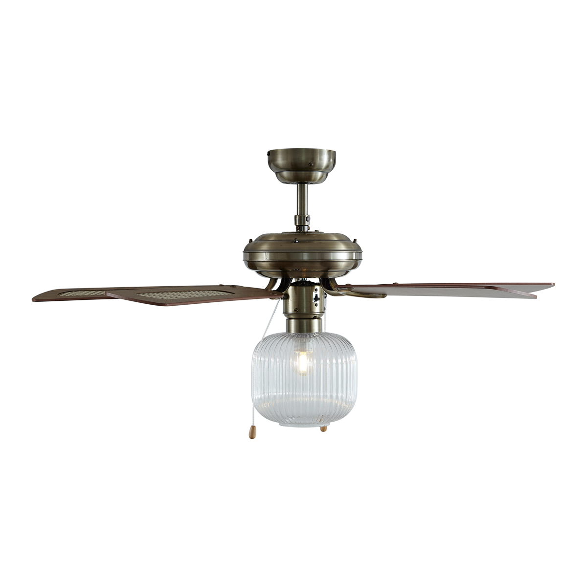 Ventilador de techo de latón con madera de 107,5 cm con interruptor de cadena - Mistral Karel