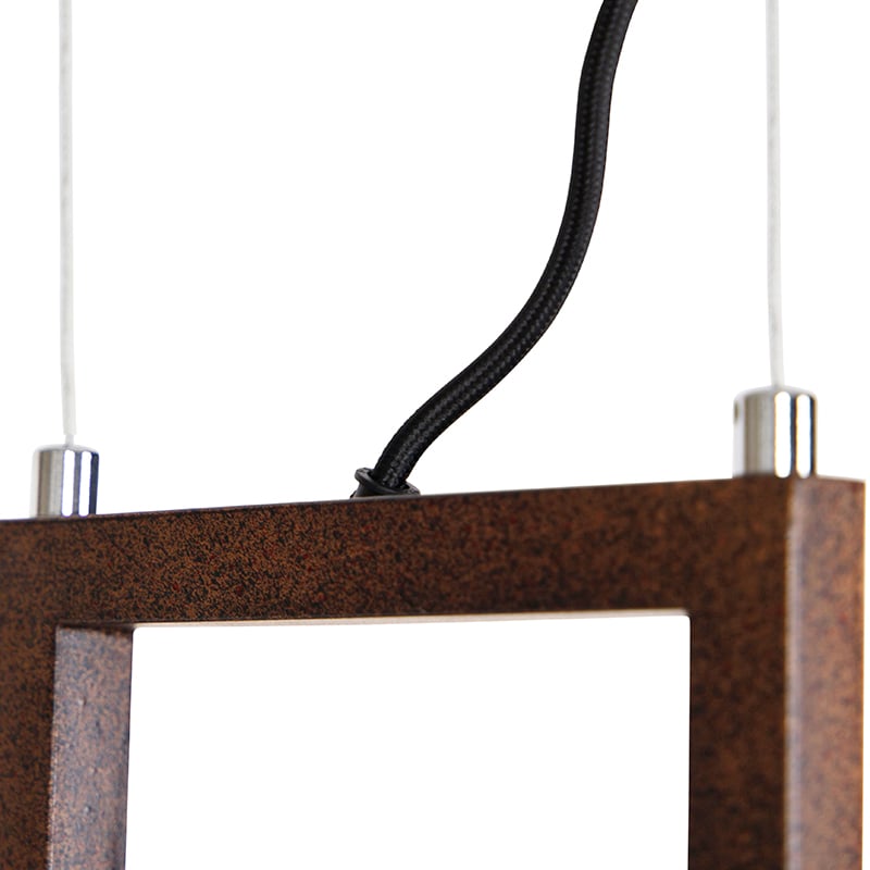 Lampada a sospensione industriale marrone ruggine con cremagliera a 4 luci - Cage Rack