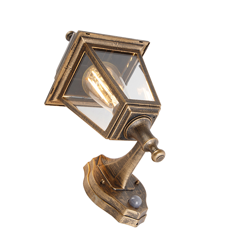 Lampada da parete antica dorata IP44 con sensore di movimento - Capital