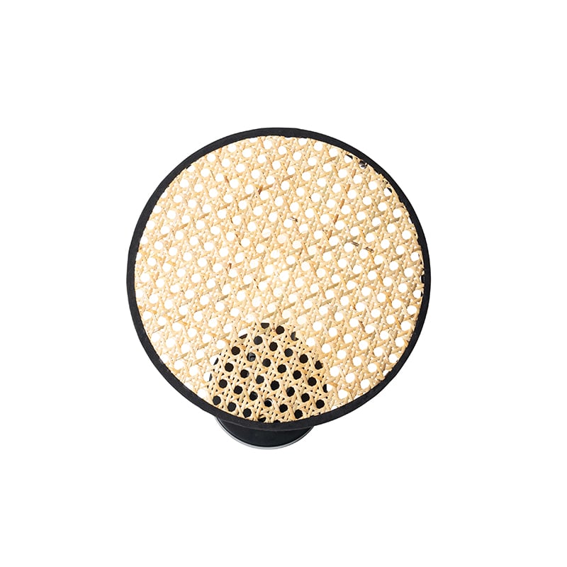 Rustic Wall Light Black with Rattan 25 cm - Kata