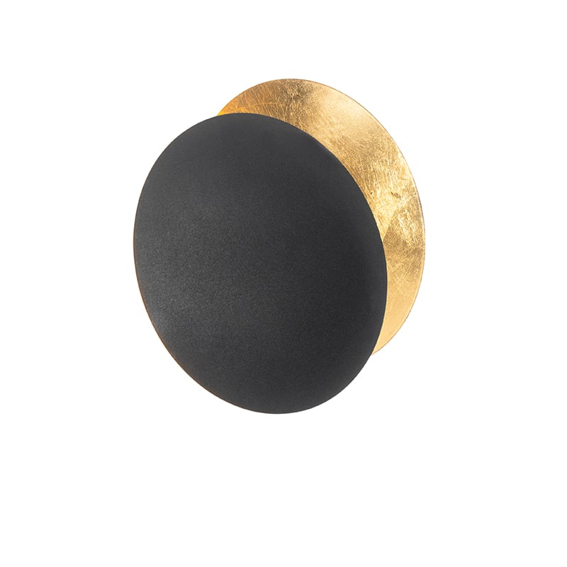 Lampada da parete moderna nera con oro - Sunrise