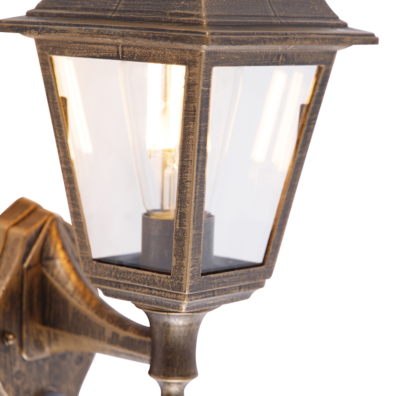 Lampada da parete antica dorata IP44 con sensore di movimento - Capital