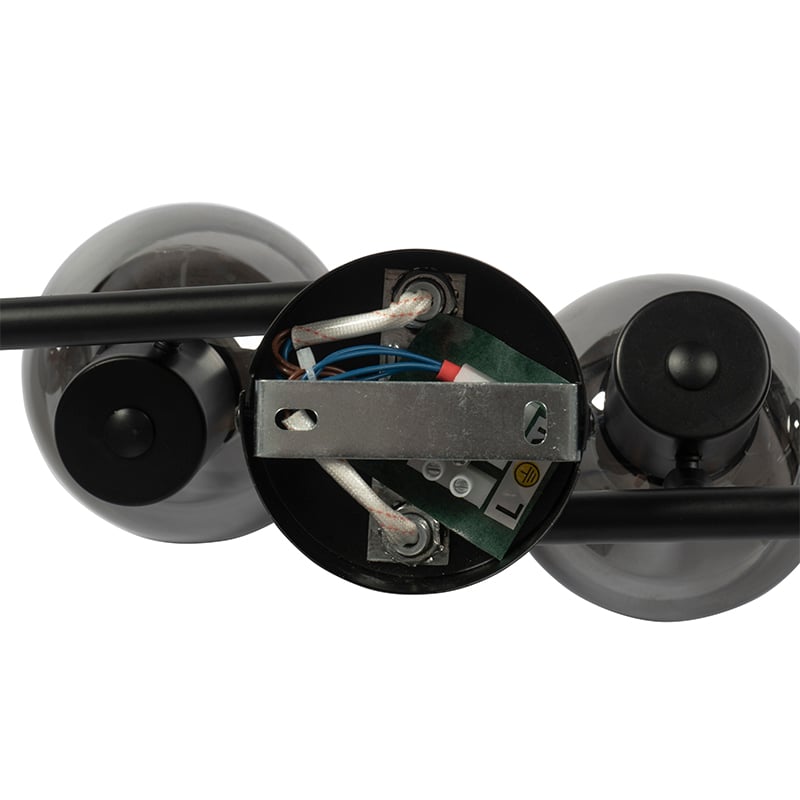 Art Deco Ceiling Light Black with Smoke Glass 4-Lights - Vidro