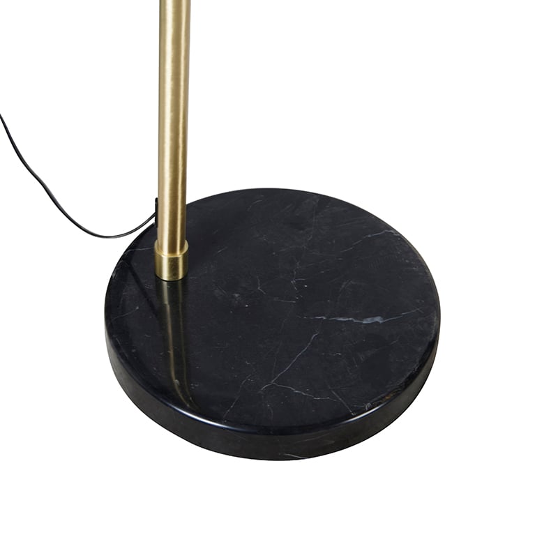 Arc lamp brass with black fabric shade black 50 cm - XXL