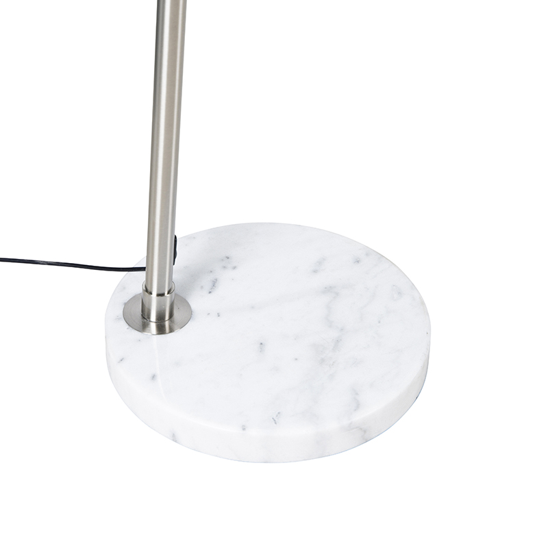 Lampada da terra ad arco in acciaio con base in marmo bianco e paralume in acciaio - Arc XXL