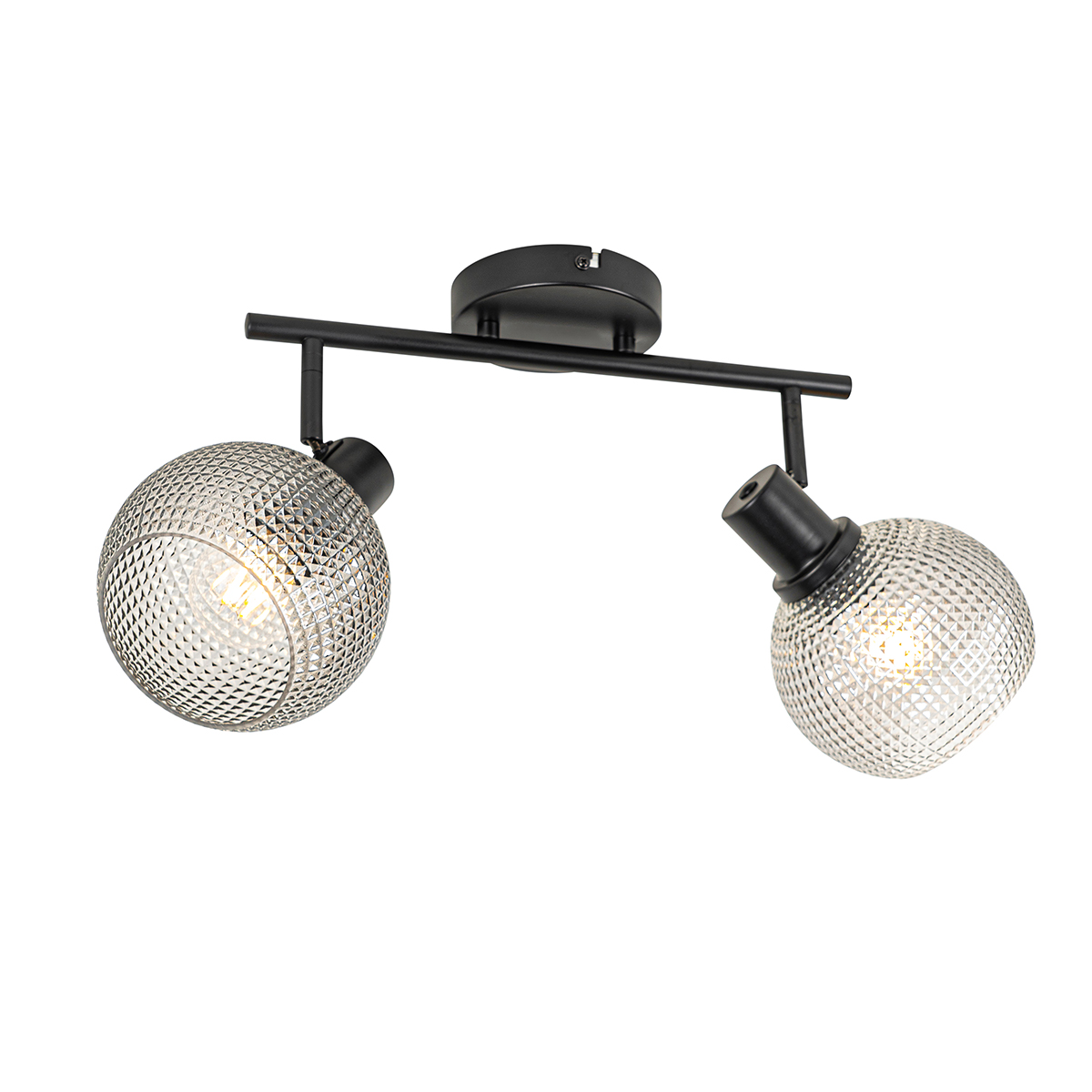 Foco de diseño negro con cristal ahumado 2 luces - Chico