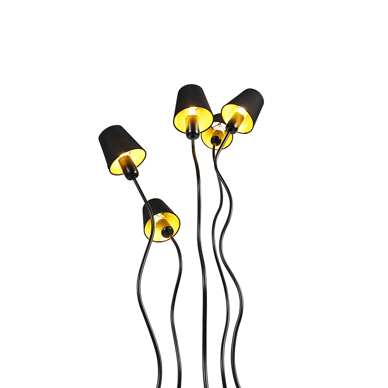 QAZQA Lampada da terra con paralume wimme - Design - Acciaio - Nero -  Oblungo Max. 5 x Watt