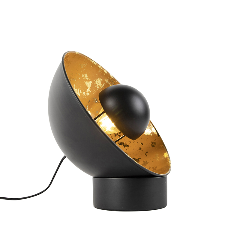 Lámpara de mesa industrial negra con interior dorado - Magna Eglip