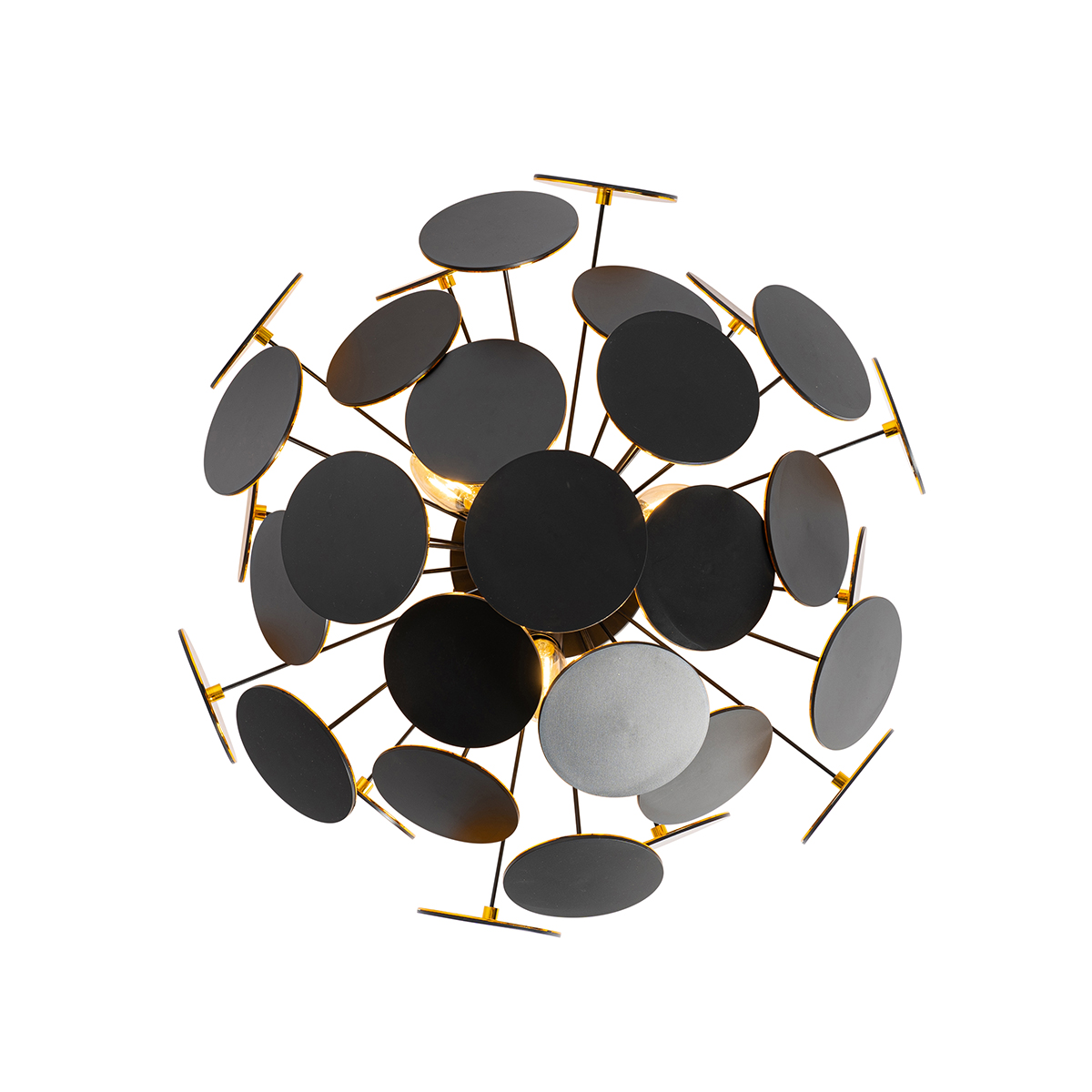 Design Deckenleuchte Schwarz mit Gold 54cm 3-flammig - Cerchio