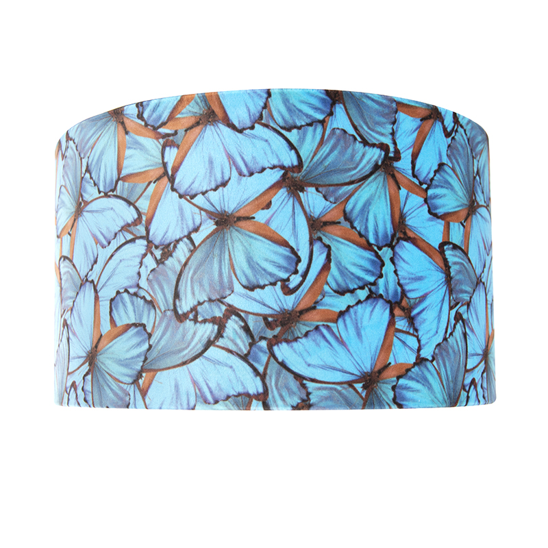Pantalla de lámpara de terciopelo diseño mariposa 35/35/20 interior dorado