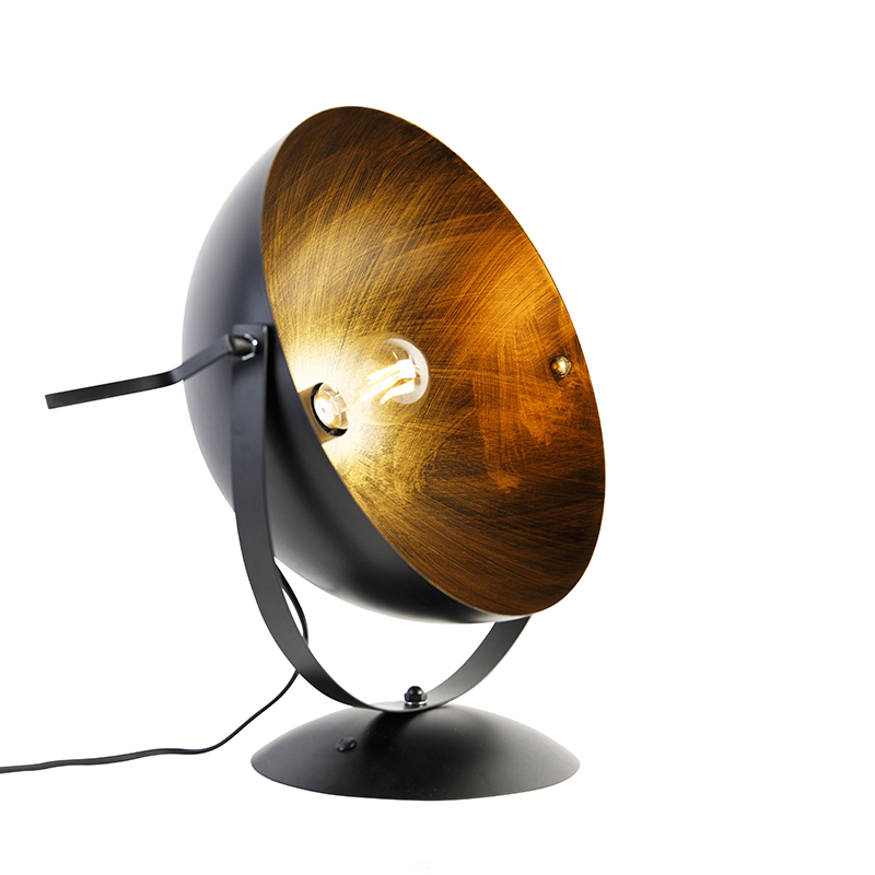 Industrial table lamp black with gold adjustable Magna