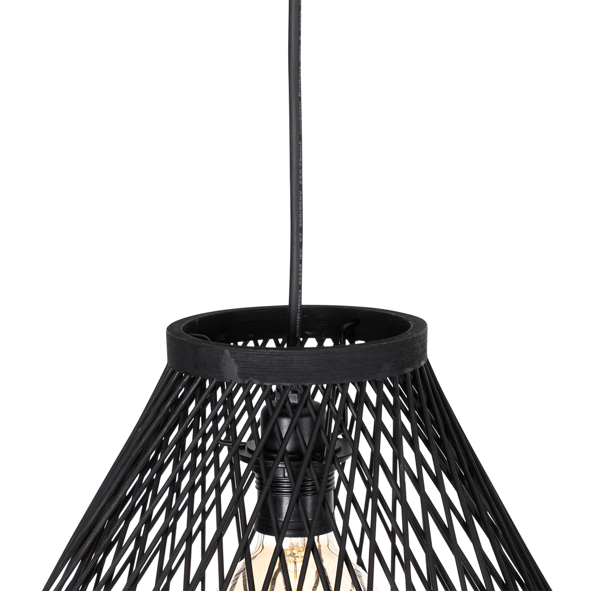 Lampada a sospensione da esterno rustica in rattan nero 3 luci - Calamus