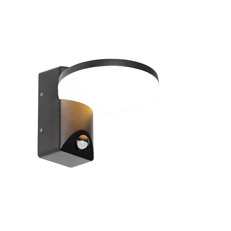 Lámpara de pared exterior negra con LED IP54 sensor de movimiento - Esmee