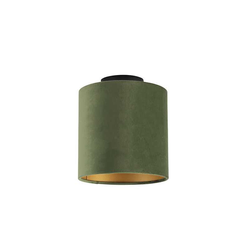 Deckenleuchte mit Samtschirm grün/gold 20 cm - Combi schwarz