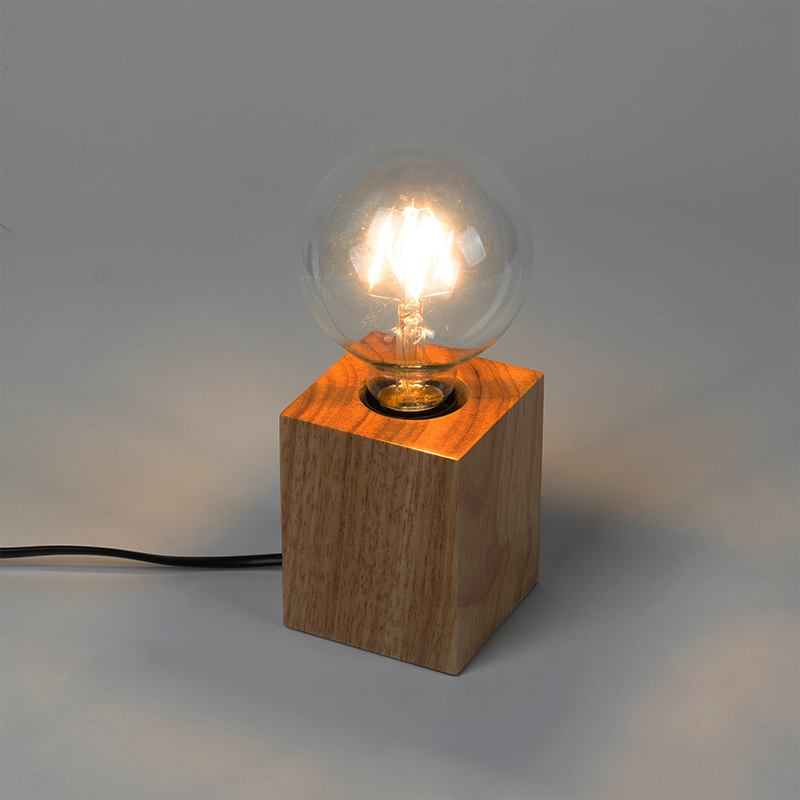 Country table lamp wood natural - Bloc