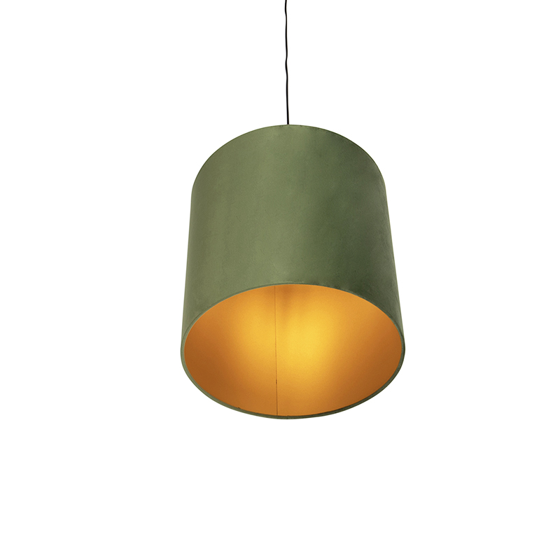Hängelampe mit Veloursschirm grün mit Gold - Combi
