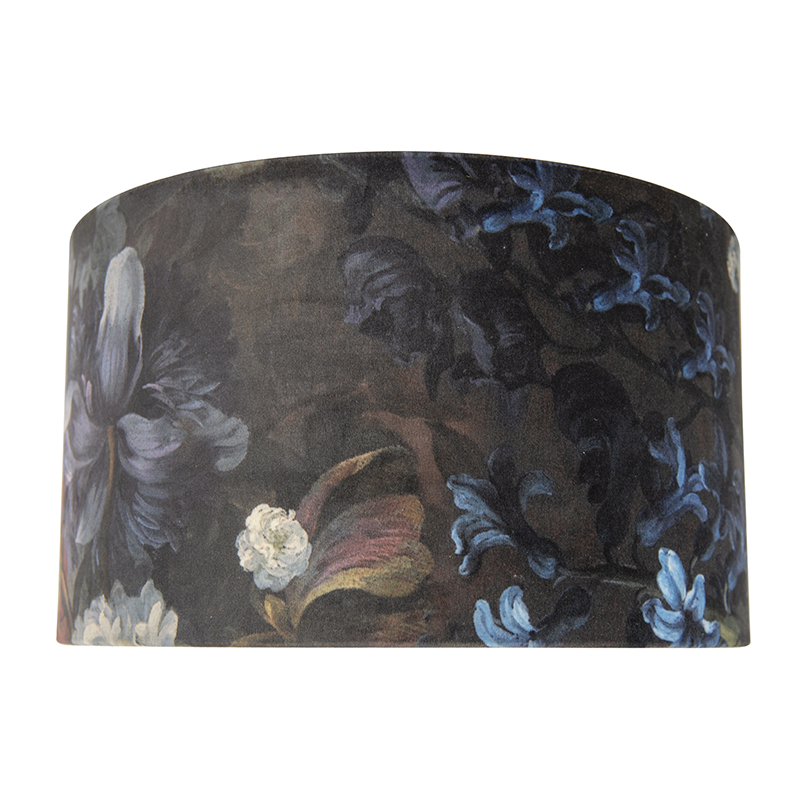 Velvet Lampshade Floral Design 35/35/20 Gold Interior