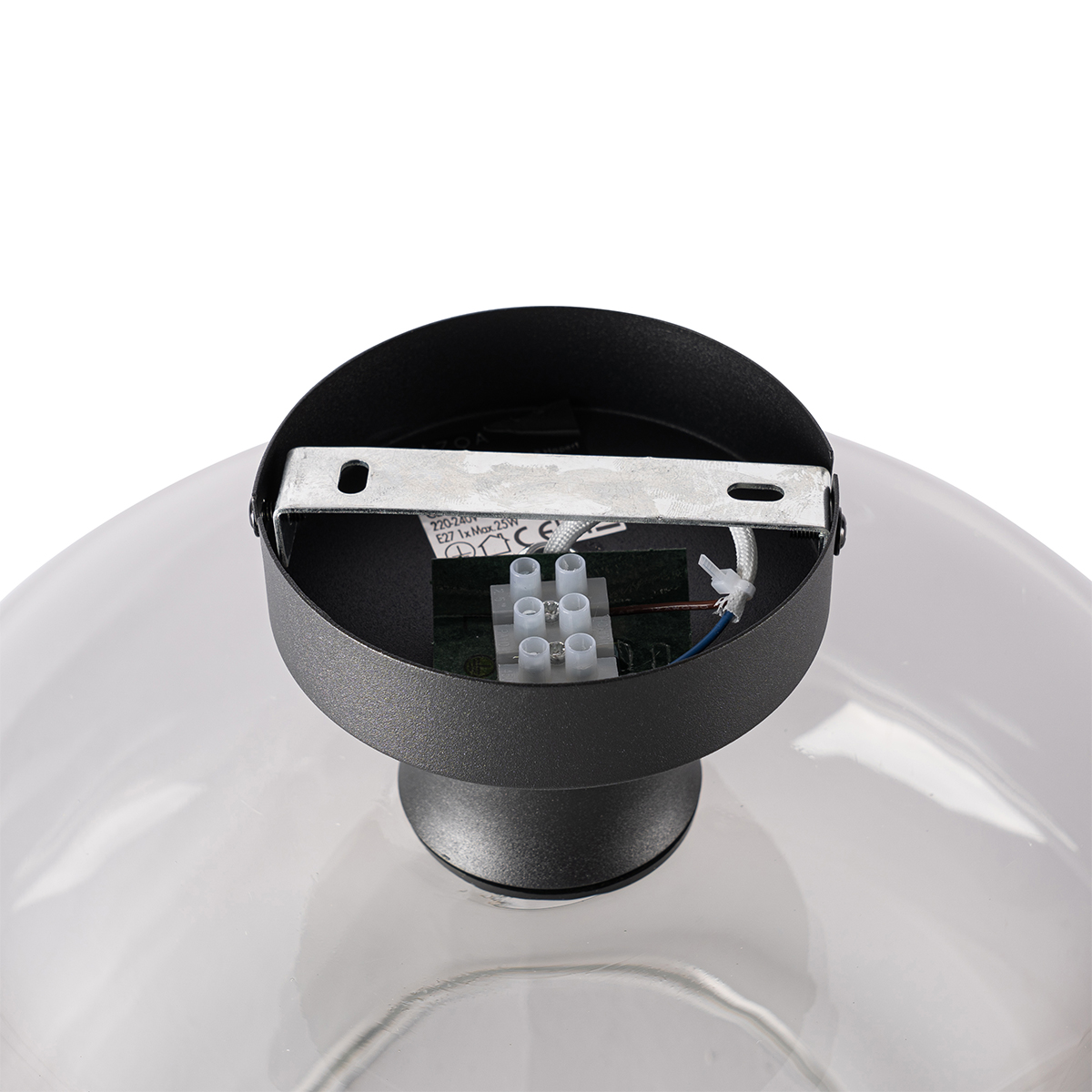 Art Deco Ceiling Light Black with Smoke Glass - Bizle