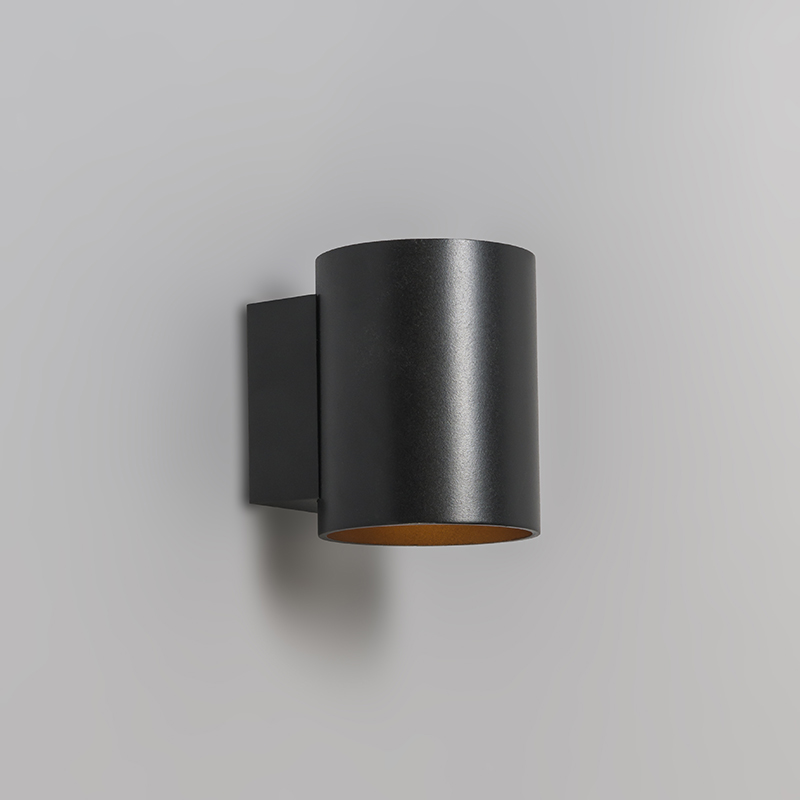 Set de 2 Apliques de pared negros con dorado redondo - Sola