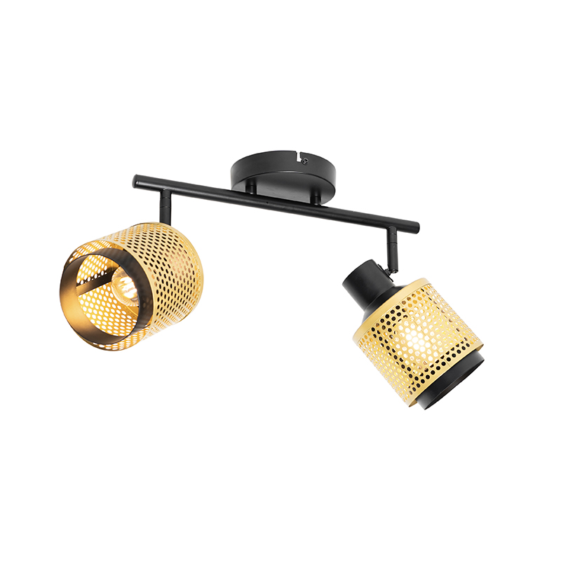 Industrie-Spot Schwarz mit Gold 2 Lichter - Kayden