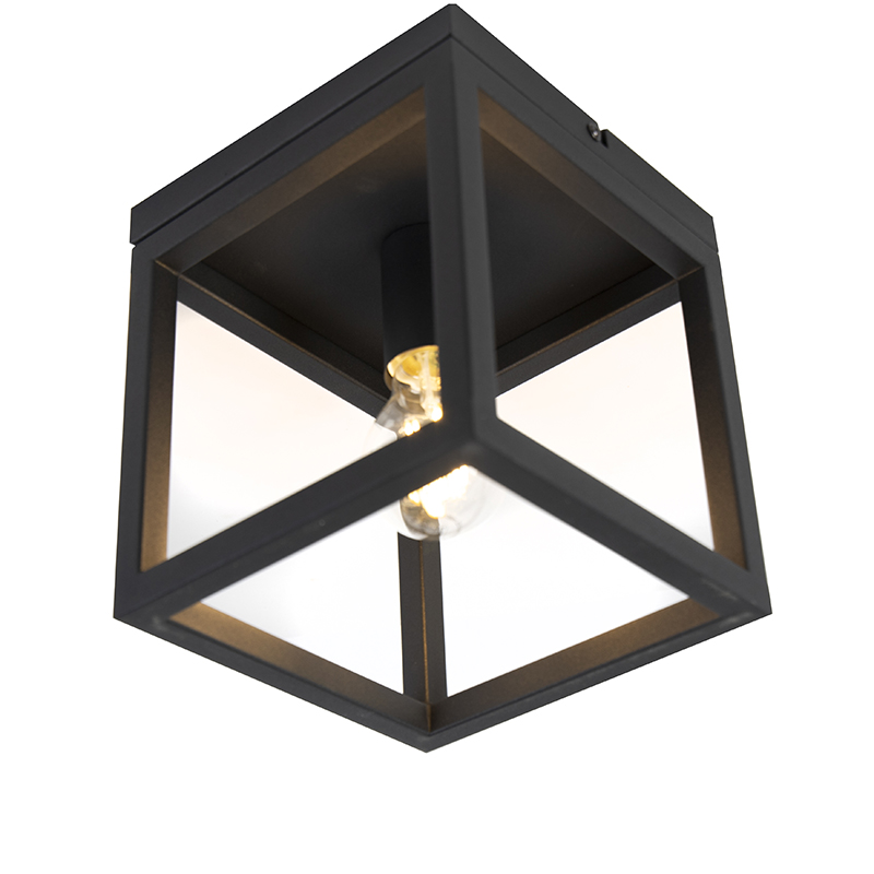 Industrial Ceiling Lamp Black Steel - Cage