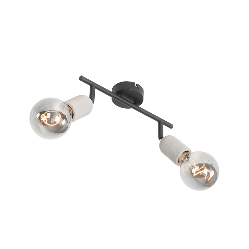 Foco industrial negro con hormigón 2 luces - Pedra
