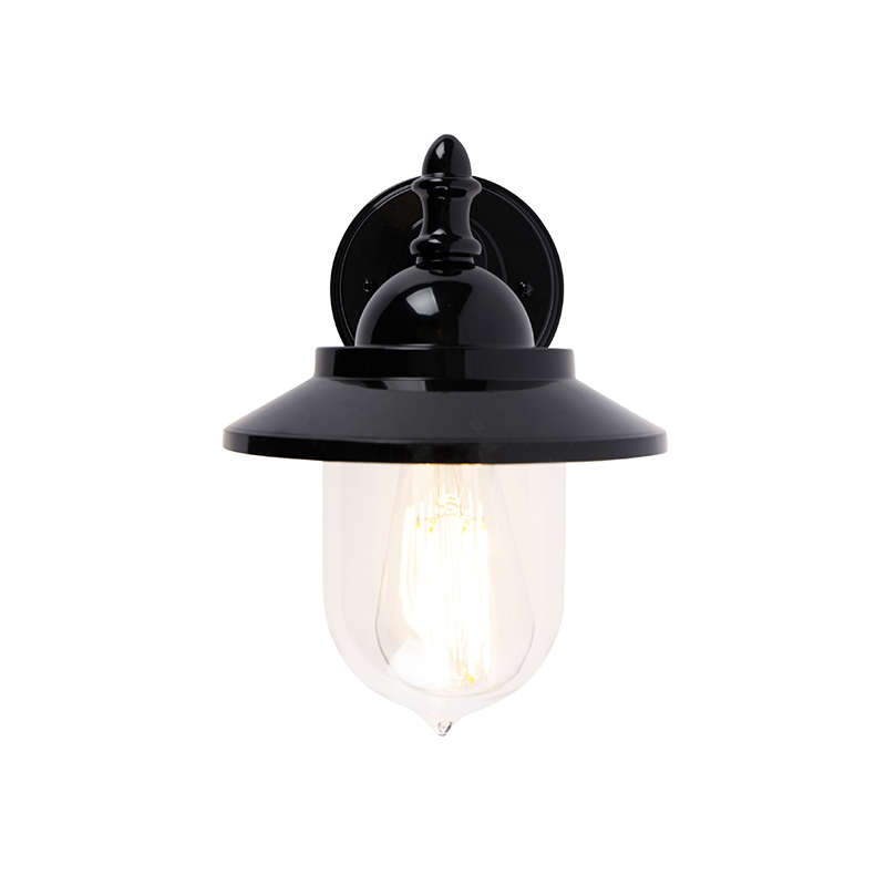 Aplique de pared clásico negro IP44 - Oxford