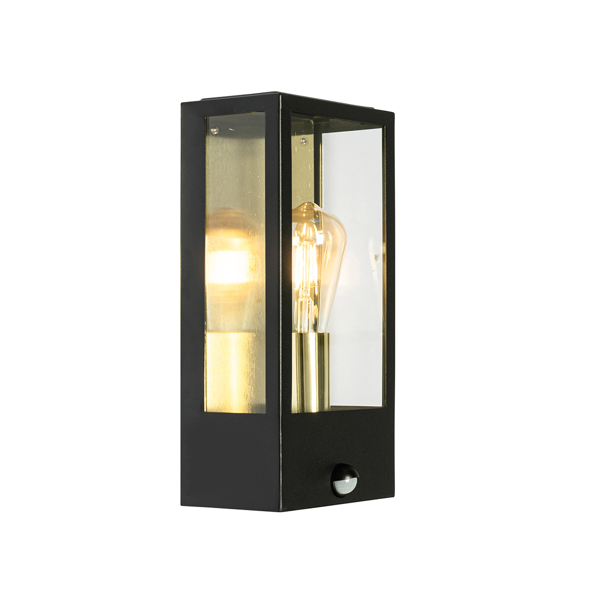 Lampada da parete per esterni nera con oro e sensore di movimento - Rotterdam
