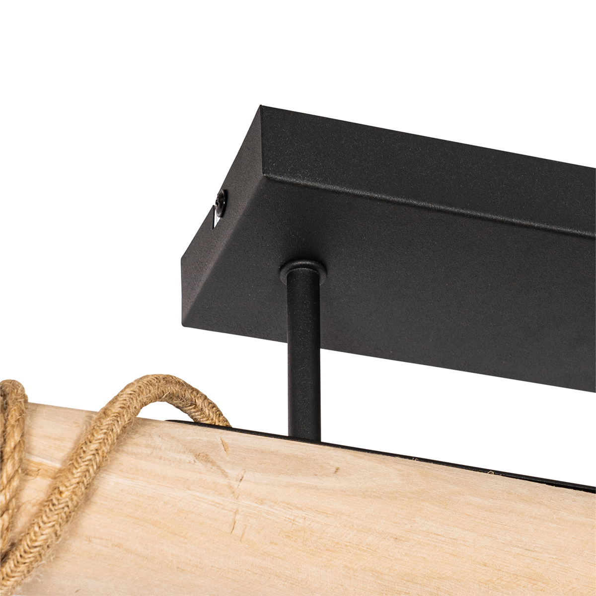 Lampada a sospensione rustica nera con legno 3 luci - Yura