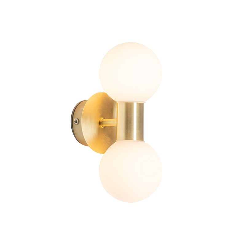 Modern wall lamp gold IP44 2lights Cederic