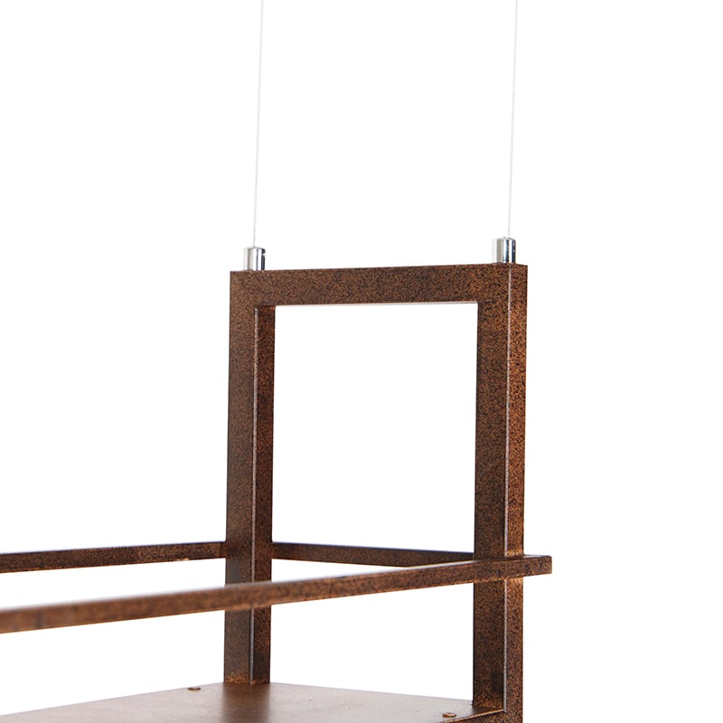 Lampada a sospensione industriale marrone ruggine con cremagliera a 4 luci - Cage Rack
