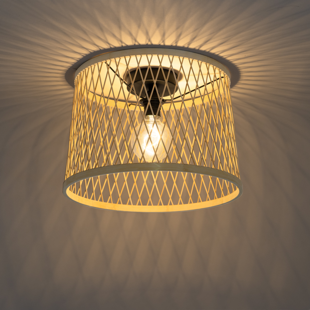 Ländliche Deckenleuchte Rattan 40 cm IP44 - Calamus