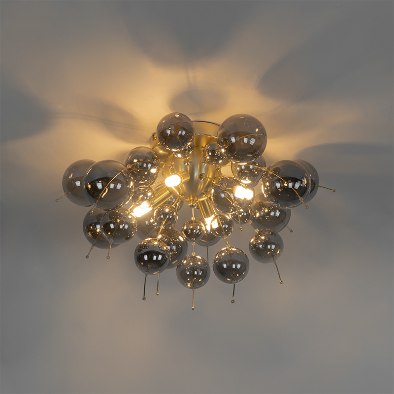 Plafón de diseño latón cristal ahumado 4 luces - Explode