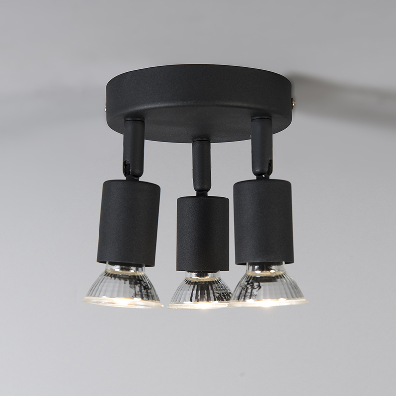 Industrial Spot Black Tiltable Round 3-Light - Jeany