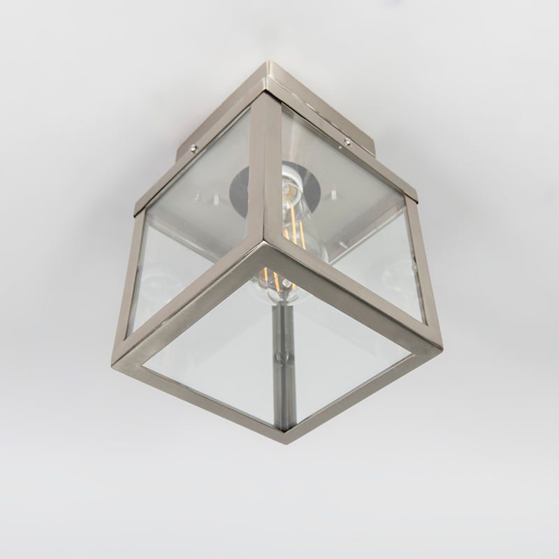 QAZQA + Moderno Plafón exterior moderno acero 1-luz - ROTTERDAM Vidrio