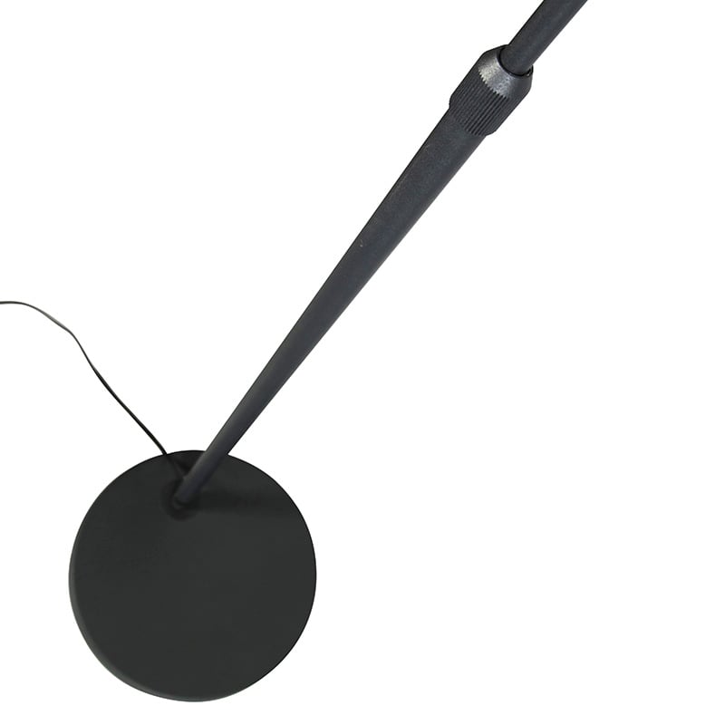 Lampada ad arco moderna nera con paralume in tessuto nero - Arc Basic