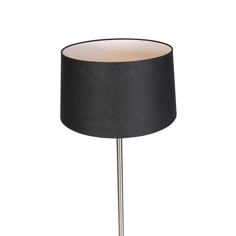 Lámpara de pie moderna de acero con pantalla negra de 45 cm - Simplo