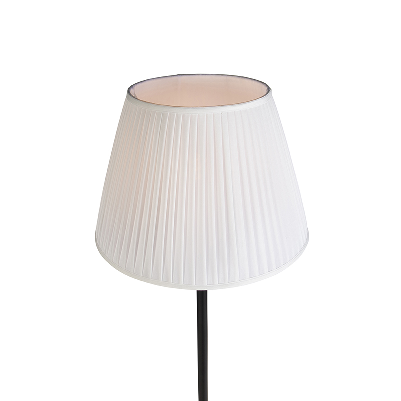 Moderne Stehlampe schwarz mit weißem Faltenschirm 45 cm - Simplo