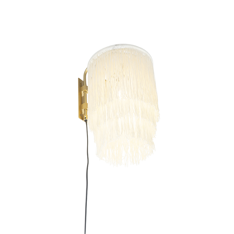 Orientalische Wandleuchte Gold Creme Schirm mit Fransen - Franxa