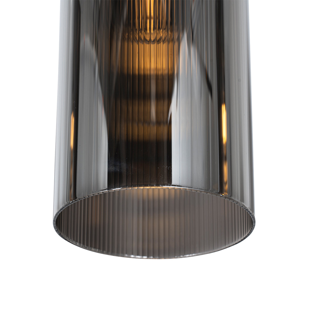 Suspension intelligente noire avec verre fumé 7 lumières avec 7 Wifi ST64 inclus - Laura