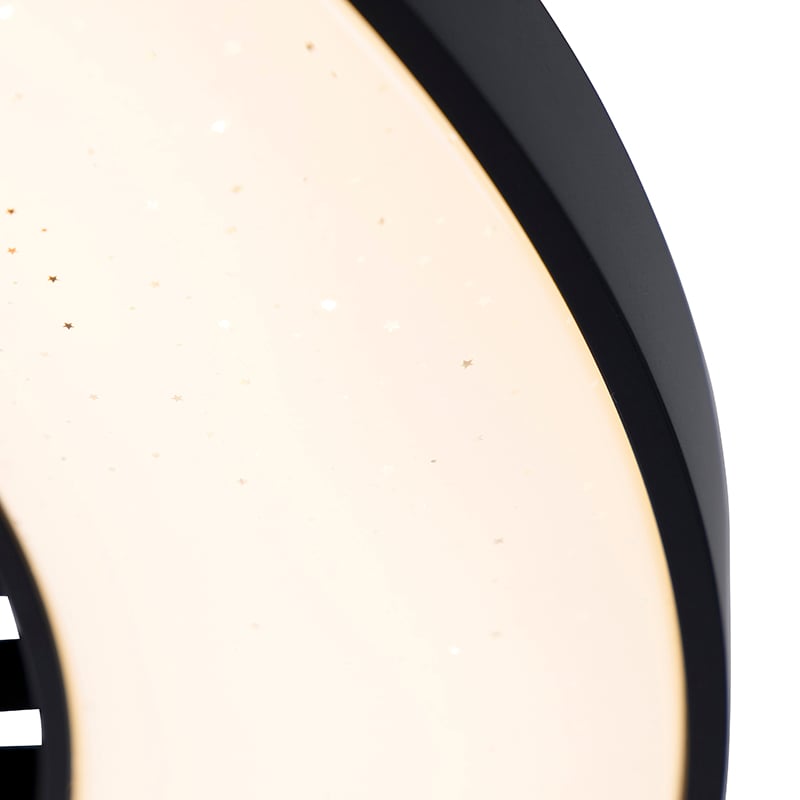Ventilateur de plafond noir avec LED avec effet étoile dimmable - Climo