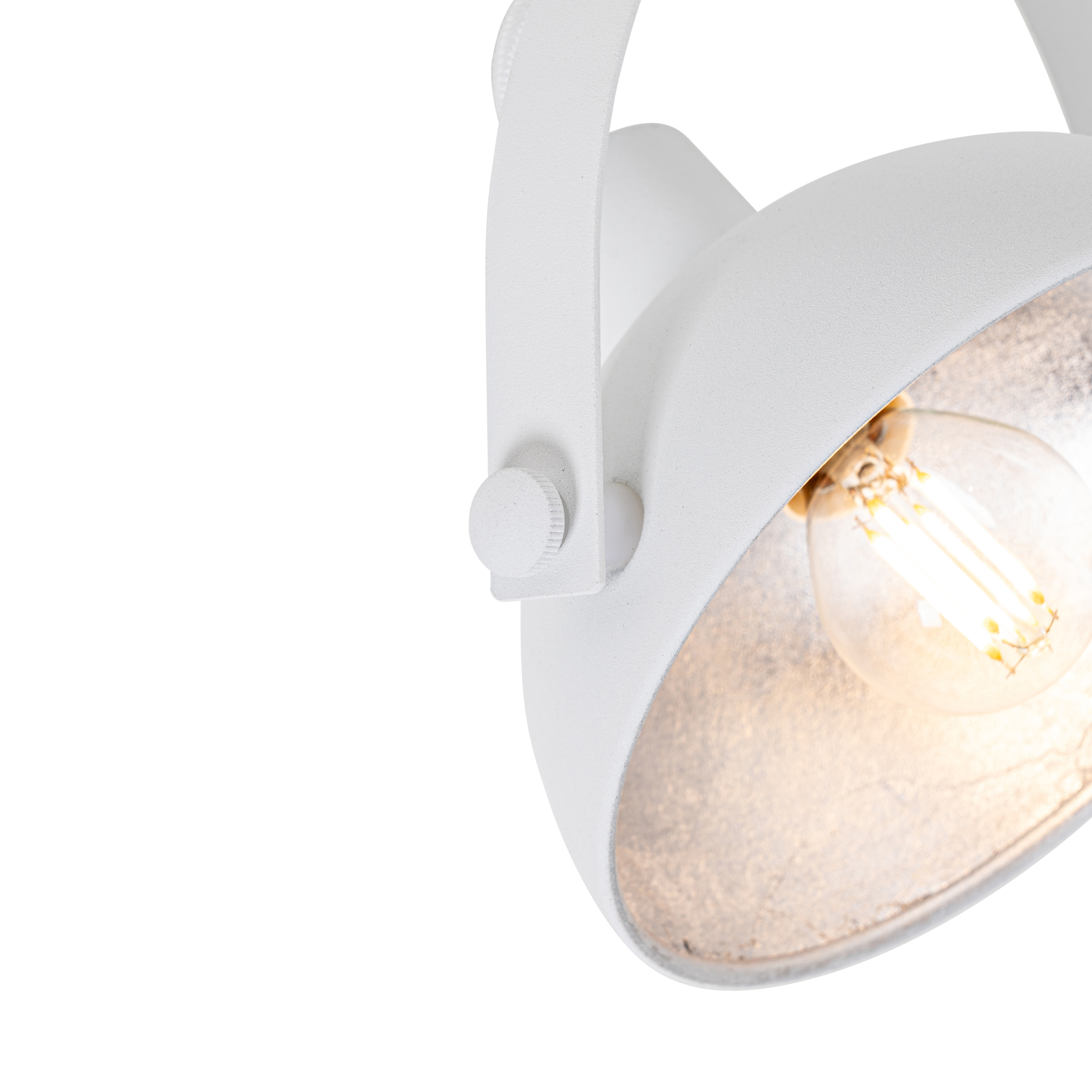 Plafonnier industriel blanc avec argent 2 lumières orientables - Magnax