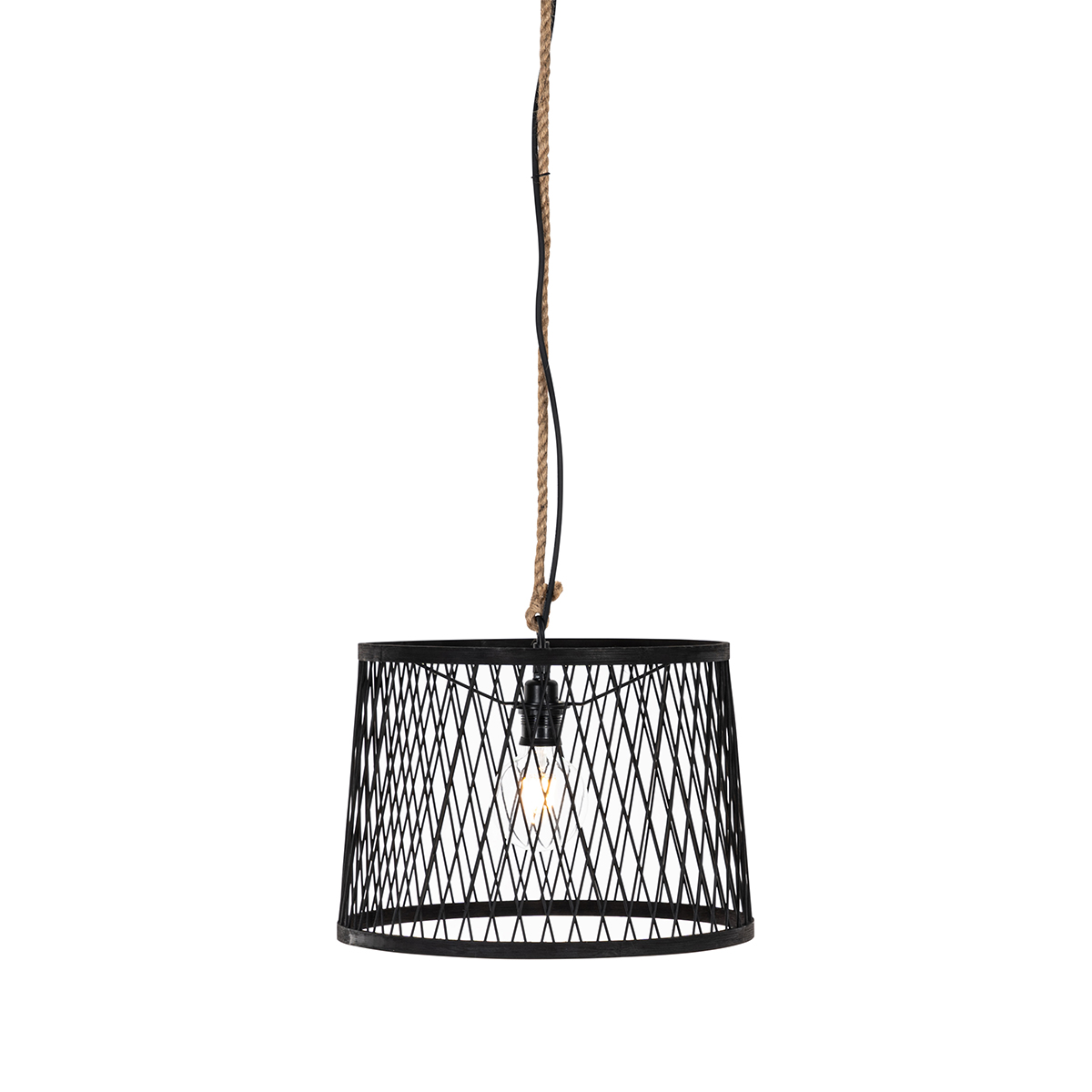 Lampada a sospensione da esterno rustica in rattan nero 40 cm - Calamus