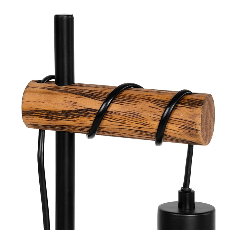 Rustic Table Lamp Black with Wood - Stronk