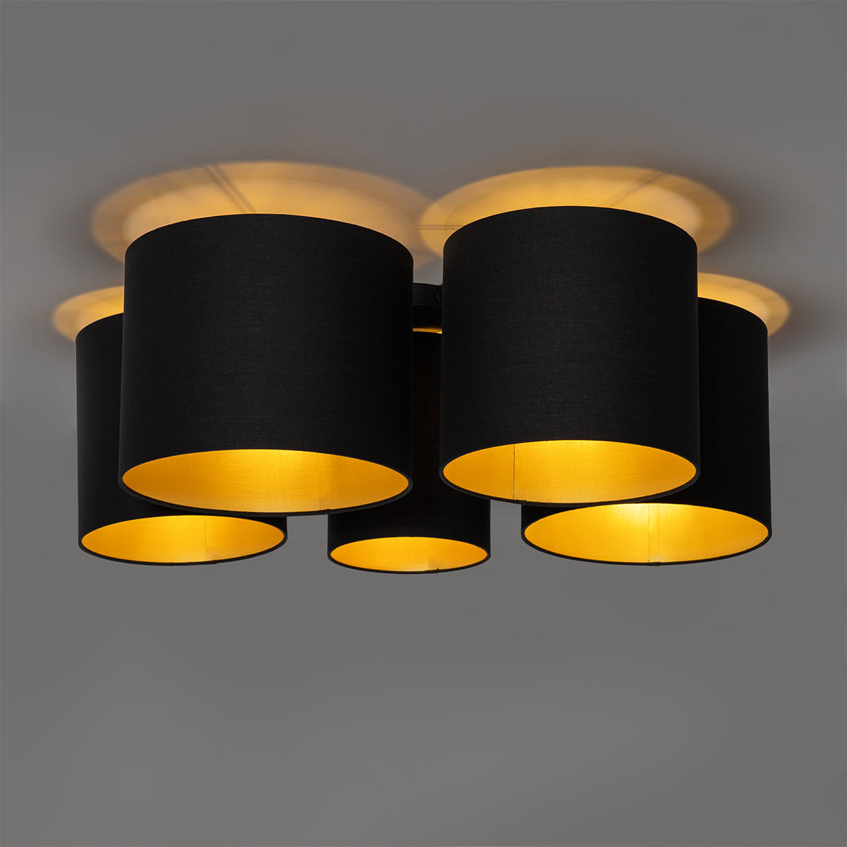 Plafoniera nera con interno dorato 5 luci - Multidrum