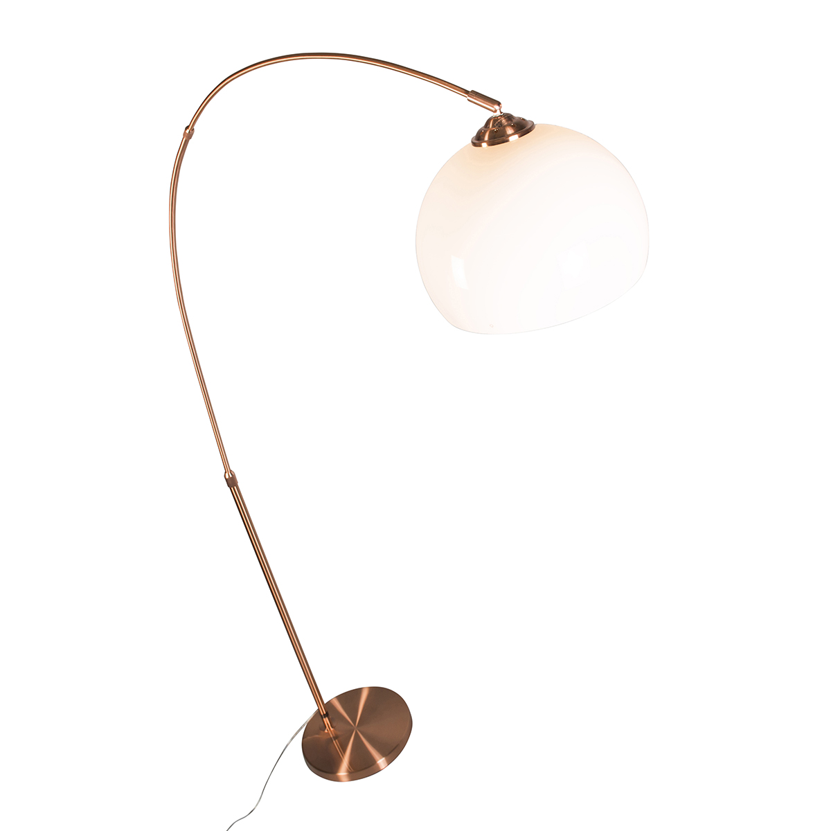 Lampada ad arco moderna in rame con paralume bianco - Arc Basic