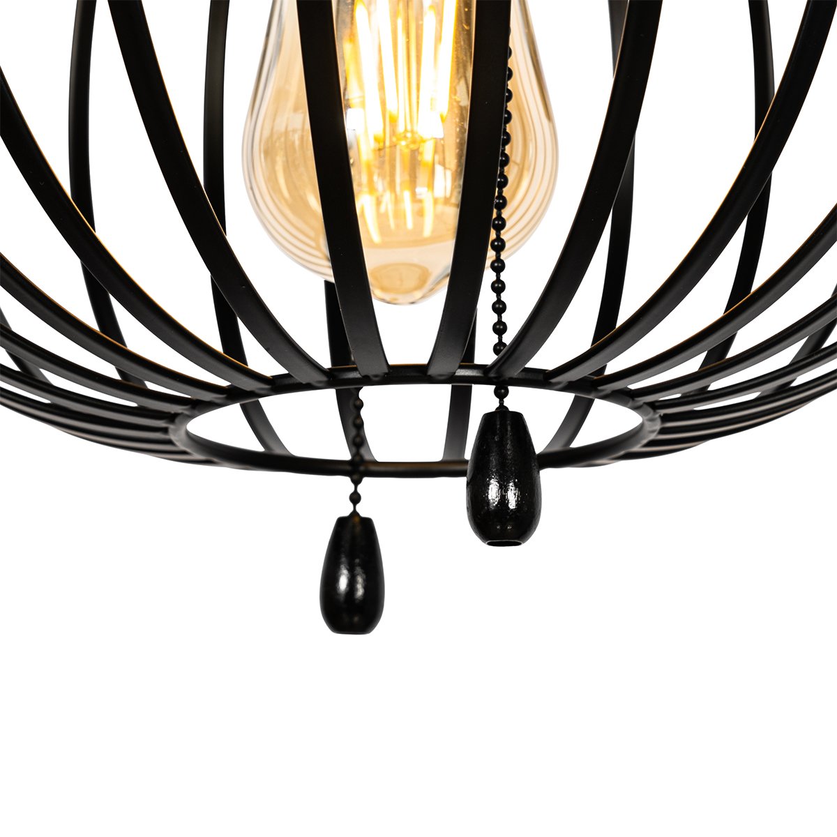 Ceiling Fan Black with Wood Print 107.5cm with Pull Switch - Mistral Johanna