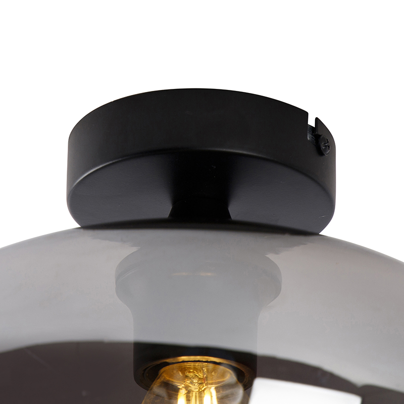 Art Deco Ceiling Light Black with Smoke Glass - Busa