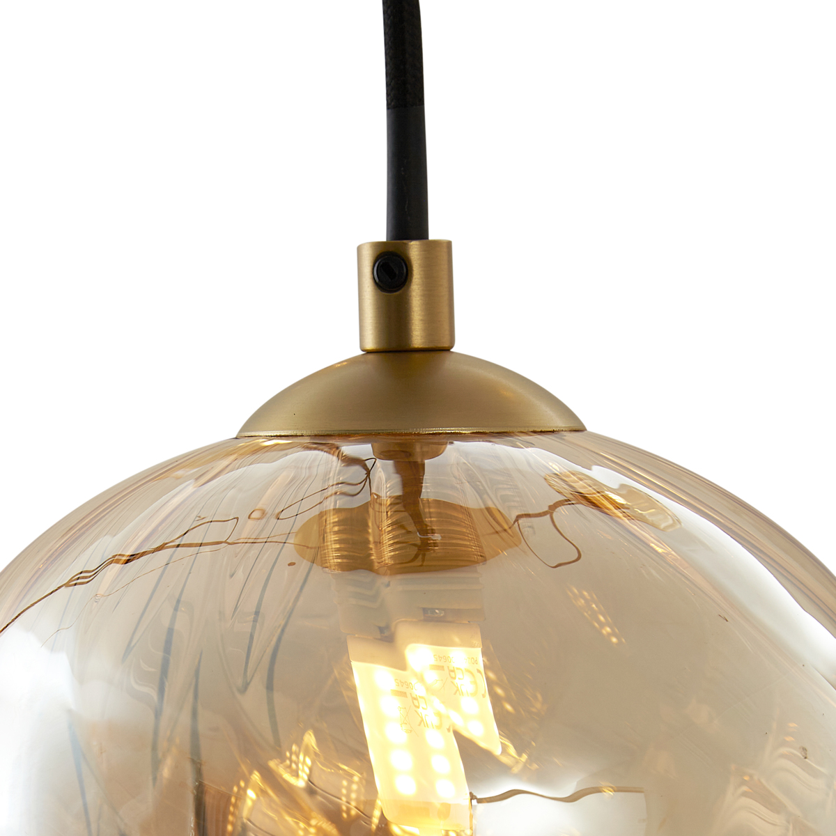 Lámpara colgante Art Déco dorada con cristal ámbar - Jia