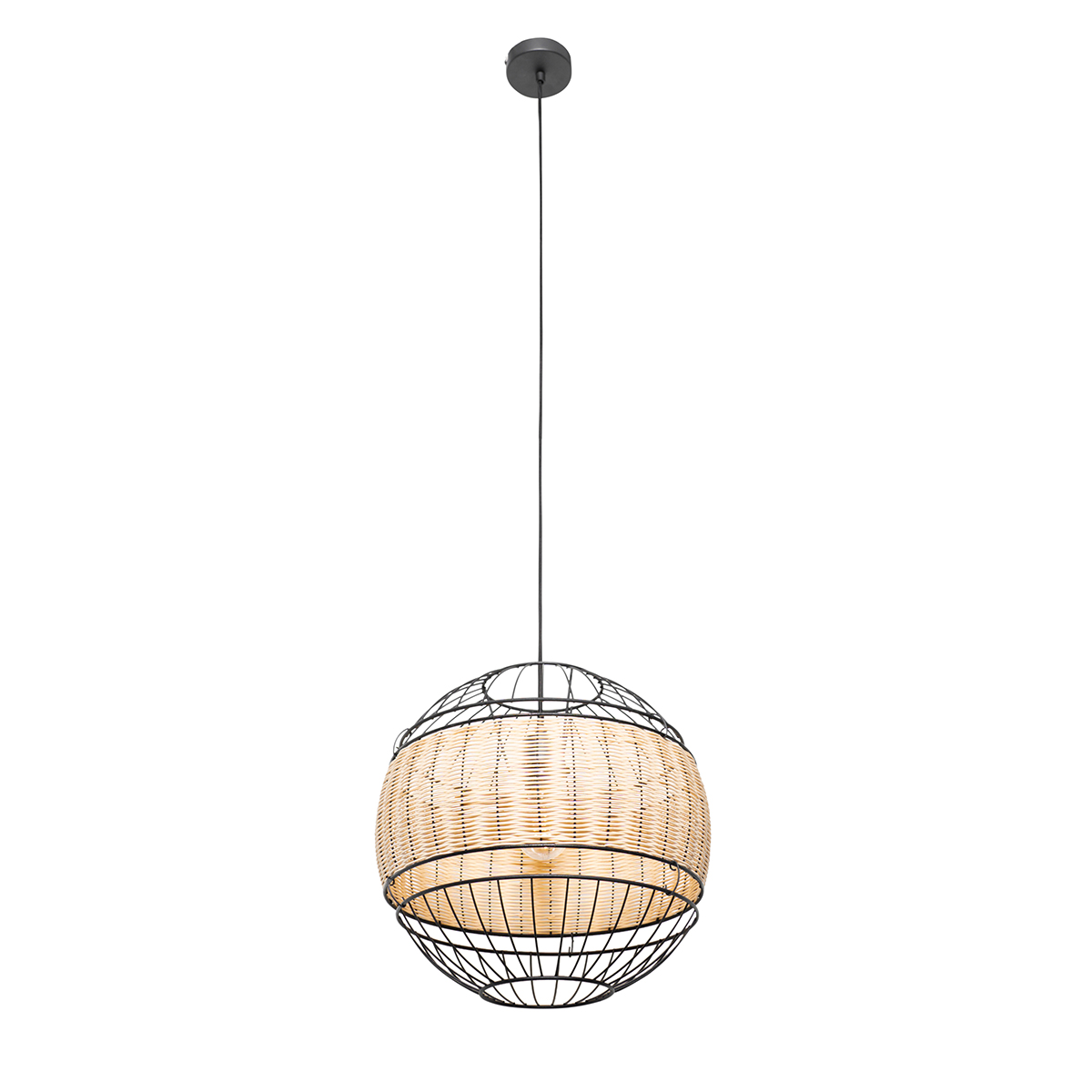Suspension orientale noire avec rotin 38 cm - Emir